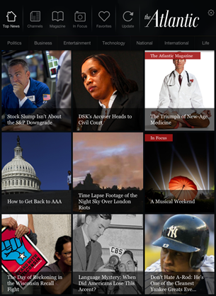 Opening Page of The Atlantic on the iPad