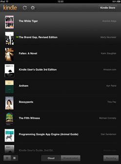 Kindle Cloud Reader Main Menu