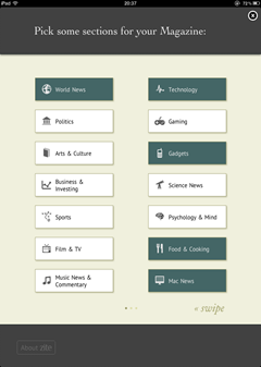 Zite section selector