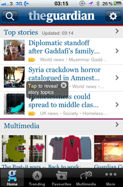 The Guardian iPhone App Front Page