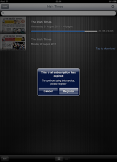 Irish Times iPad App Subscription Page