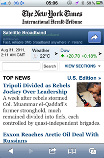 NY Times website on iPhone