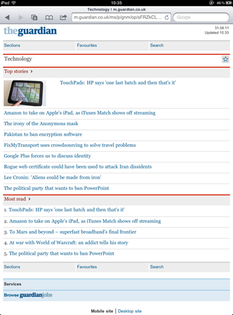 Guardian Mobile Website