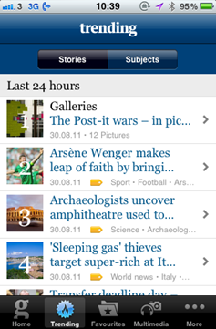The Guardian iPhone App Trending page