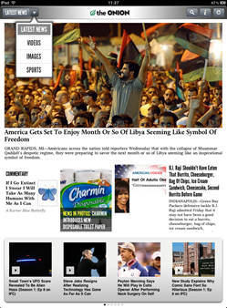 The Onion iPad App Front Page