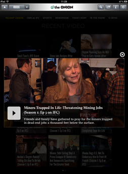 The Onion iPad App Video View