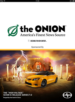 The Onion iPad App Refresh Screen