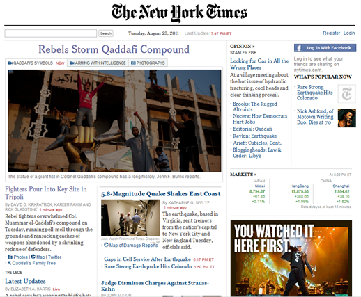 Front Page of NY Times with Ochs