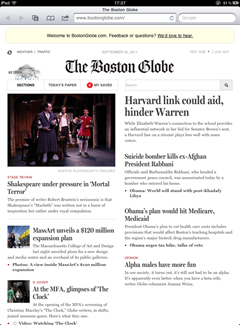 BostonGlobe.com on iPad
