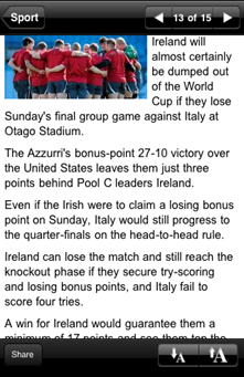 Irish Independent iPhone Article View