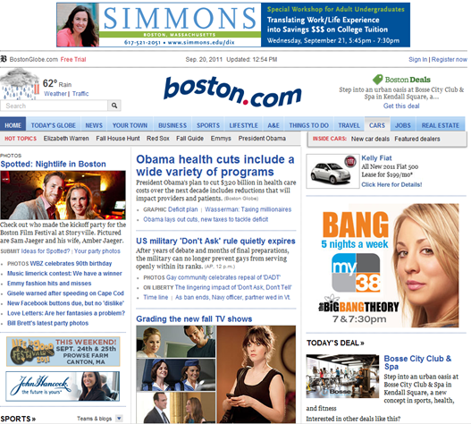 Current version of www.boston.com
