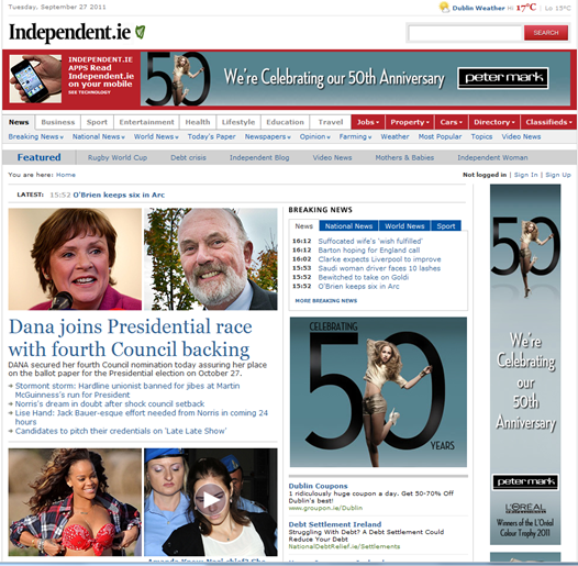 Irish Independent front page