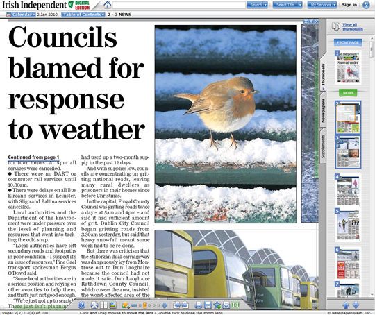 Irish Independent Digital Edition zoomed in