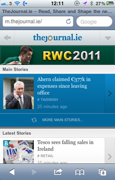 TheJournal.ie iPhone app main page