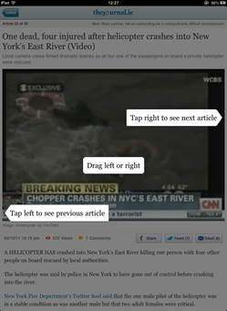 Navigation of TheJournal.ie iPad app