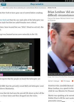 Swiping between TheJournal.ie iPad app articles