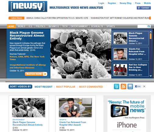 Newsy Website Front Page