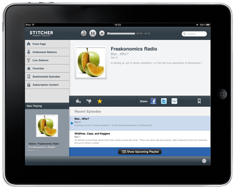 Stitcher Favorites View